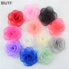 50pcs/lot Beautiful 9.0cm 3D Transparent Burned Silk Yarn Flower  Fabric Flowers girl Headband Hair Accessories TH223 2024 - buy cheap