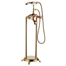 Free ship Gold finish PVD ClawFoot Bath Tub Bathtub shower Faucet Hand Shower free standing mounted 2024 - buy cheap