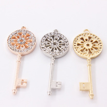 5pcs/lot Rose Gold Silver Color Key Charms Fit Bracelet Connector with Rhinestone for DIY Necklace Bracelet Jewelry Making 2024 - buy cheap