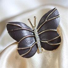 Charm Alloy Black Enamel Butterfly Brooches Men And Women's Metal Rhinestone Crystal Insects Banquet Wedding Party Brooch Pins 2024 - buy cheap