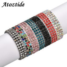 Atozmaré 7 cores fashion ealístico 3 fileiras braceletes de cristal para mulheres amuleto redondo pulseira brilhante pulseira presente de ano novo 2024 - compre barato