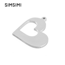 Simsimi heart in heart tag charm blank pendant both sides mirror polished stainless steel high quality wholesale 100pcs 2024 - buy cheap