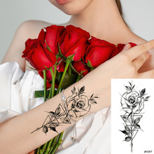 Tatuagem temporária de geométrica de rosa vankions, adesivos para arte corporal e flor, rosas e braços, transferência à água 2024 - compre barato