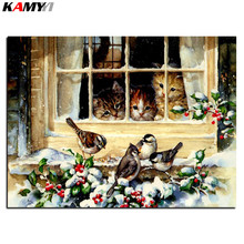 5D Diy diamond painting cross stitch Cat and birds Full Square Diamond embroidery Needlework Rhinestone Mosaic B620 2024 - buy cheap