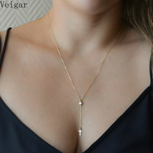 2020 Fashion Cross/Rhinestone Pendant Necklace Gold Color Girl Long Chain Necklaces Jewelry for Women Collares Mujer 2024 - buy cheap