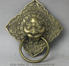 Chinese Old 7" Chinese Brass Door Knocker Foo Fu Dog Guardion Lion Dragon Phoenix Statue decoration brass factory outlets 2024 - buy cheap