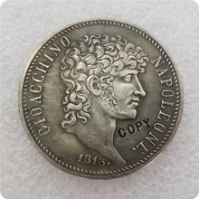 Estados italianos 1813, 5 lires, Joachim Murat, copia de monedas, réplica de monedas, medallas, coleccionables 2024 - compra barato