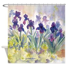 Cortina de ducha de tela decorativa para baño, tejido único de Irises púrpuras, poliéster 2024 - compra barato