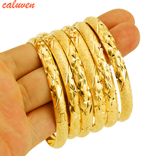 8MM 6Pcs/Lot Dubai Gold Bangles for Women Men 24k Color Ethiopian Bracelets African Jewelry Saudi Arabic Wedding Bride Gift 2024 - buy cheap