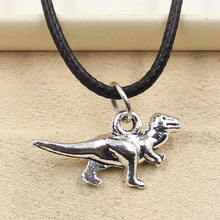 New Fashion Tibetan Silver Color Pendant Dinosaur Necklace Choker Charm Black Leather Cord Factory Price Handmade Jewelry 2024 - buy cheap