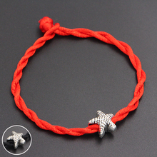 2020 novo bonito starfish grânulos 4mm fio vermelho corda pulseira lucky red artesanal corda charme pulseira para mulheres jóias masculinas 2024 - compre barato