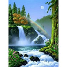 Full square/Round Diamond Painting Cross Stitch waterfall scenery  Rhinestone mosaic Diamond Embroidery Decorative gift 2024 - buy cheap