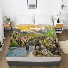 Lençol de cama personalizado digital 3d hd com elástico, lençol combinado para crianças bebês e crianças, colchão de desenho animado dinossauro jurassic park 2024 - compre barato
