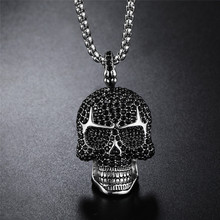 Cadena de eslabones con diamantes de imitación para hombre, collar con colgantes de Calavera, esqueleto, acero inoxidable, estilo gótico, Punk, HE109 2024 - compra barato