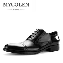 MYCOLEN Men Leather Shoe Custom Handmade Genuine Calf Leather Men Dress Shoe Luxury Brand Business Party Oxfords Shoes For Man 2024 - buy cheap