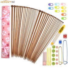 KOKNIT-agujas de tejer de bambú, mezcla de 2,0mm-10,0mm, punto único, para tejer con bolsa rosa y accesorio de costura, 36 Uds. 2024 - compra barato