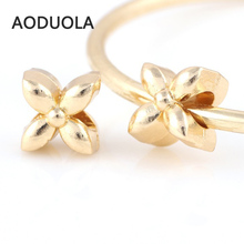 10 Pcs a Lot Gold-Color Alloy Clover Beads Four-Leaf DIY Big Hole Metal Beads Charm Bead Fit For Pandora Charms Bracelet 2024 - buy cheap