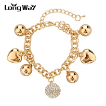 LongWay-pulsera de diamantes de imitación para mujer, brazalete de Color dorado, sencillo, coreano, delicado, SBR140195 2024 - compra barato