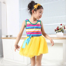 Baby Girls Summer Puffy Dresses Dancing Clothes Princess Tutu Dress Rainbow Striped Dresses Kids Clothing 2024 - buy cheap
