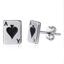 Modyle New Lucky 316L Stainless Steel Spades A Poker Stud Earrings for Women Men Wholesale 2024 - buy cheap