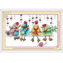 The Chicken Knitting a Sweater Cross Stitch Kits 11CT Printed Fabric 14CT Canvas DMC Counted Chinese Embroidery set Needlework 2024 - buy cheap