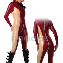 latex catsuit panty-hose jumpsuits in dark red and flesh 2024 - buy cheap