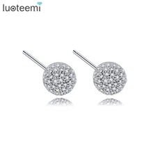 LUOTEEMI 2016 New Fashion Korean Beautiful 7mm Full Zircon Crystal Ball Stud Earrings Brincos Bijoux For Women Christmas Gift 2024 - buy cheap