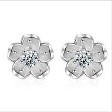 Exquisite Zircon Flower Stud Earrings Girl Wedding Jewelry Fashion Silver Plated Earrings Foe Women Party Accessories Lady Gift 2024 - buy cheap