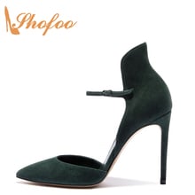 Sapatos de salto alto feminino, tamanhos grandes 5 a 14, vermelho, marrom, verde, ponta do tornozelo, fivela, casamento, festa, formatura, sapato, feminino 2024 - compre barato