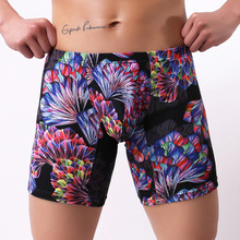 Sexy Men Underwear Boxer Shorts Cueca Printed Low Waist Panties Man U Convex Pouch Long leg Underpants Plus Size M-XXL 2024 - buy cheap