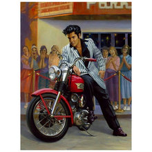 Mosaico de diamantes elvis presley, pintura em mosaico de motocicleta, imagem 5d completa de diamante redondo, bordado, decoração para casa 2024 - compre barato