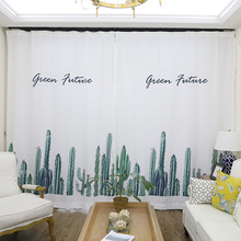 Modern Simple Green Plant Cactus Print Curtains Shade Thermal Insulated Living Room Bedroom Blackout 2024 - buy cheap
