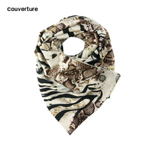 Bufanda de seda de alta calidad para mujer, chales con estampado de leopardo, cebra, serpiente, piel, Foulard 2024 - compra barato