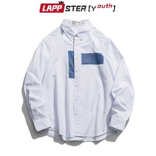 LAPPSTER-camisas de estilo coreano Harajuku para hombre, ropa de calle Vintage informal de manga larga, de diseñador de Hip Hop, 2021 2024 - compra barato