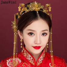 JaneVini Свадебная заколка в китайском стиле, головные уборы, старинные короны, винтажные женские свадебные украшения, повязка на голову, аксессуары для волос 2024 - купить недорого
