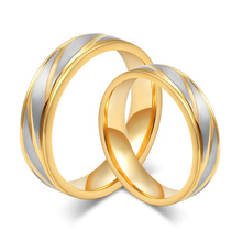 Anéis de aço inoxidável listrado para casal, anéis vintage simples e dourados para mulheres e homens, novidade, 2018 2024 - compre barato