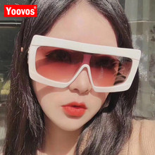 Yoovos 2019 One-piece Sunglasses Women Brand Designer Vintage Metal Reflective Glasses For Women Retro Oculos De Sol Gafas UV400 2024 - buy cheap