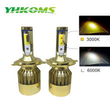 YHKOMS H7 H4 LED Bulbs  H1 H3 H8 H11 HB3 HB4 LED Headlight Kit 3000K 6000K 9600LM Dual Color Car LED Light Headlamp 12V 2024 - buy cheap