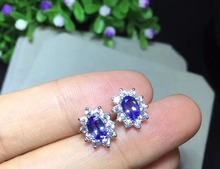 Natural tanzanite earrings wholesale, beautiful colors, natural gemstones, 925 silver classic style, 2024 - buy cheap