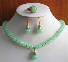 Conjunto de joias semipreciosas de jade natural, preço de fábrica, conjunto feminino com brincos e colar (7/8/9) #105 2024 - compre barato