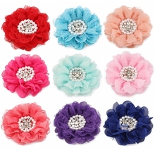 Pétalas de chiffon 5 peças, decoração de tecido de flores para grampos de cabelo tecido de renda + pérola/strass gema acessórios para cabelo 2024 - compre barato