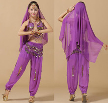 Fantasia de dança do ventre feminina, trajes para performance em bollywood/indiano em 6 cores 2024 - compre barato