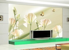 Papel tapiz 3D personalizado, Fondo de TV, flores simples, mariposa, tallado de color, foto, decoración del hogar 2024 - compra barato