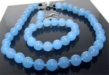 ****** Un conjunto de 18 "collar pulsera pendiente azul 10mm anudado cada cuentas 2024 - compra barato