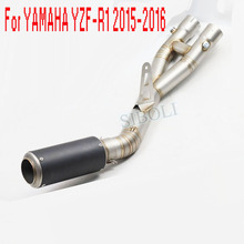 60MM Exhaust Motorcycle Full System Muffler Carbon Fiber Link Connect Pipe Slip on For YAMAHA YZF-R1 2015 2016 Year YA018 2024 - buy cheap