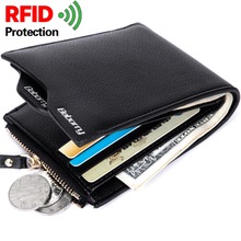 Мужской кошелек с защитой RFID, винтажный Повседневный короткий кошелек на молнии из искусственной кожи с защитой от кражи 2024 - купить недорого