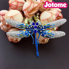 Fashion Blue Enamel Crystal Rhinestone Dragonfly Silvery Brooch Pin Pendant 2024 - buy cheap