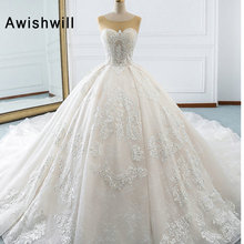 2020 Gorgeous Appliques Scoop Neck Ball Gown Wedding Dress Luxury Beaded Lace Princess Bridal Dress Vestido de Noiva Plus Size 2024 - buy cheap