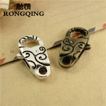 RONGQING 20pcs/lot Lines Decorative Pattern Jewelry Findings 13*24MM Lobster Clasps Hooks For Necklace Bracelet DIY 2024 - buy cheap