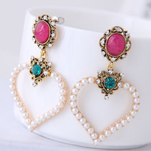 Cute Sweet Pearl Earrings for Women 2019 Vintage Heart Earring Female Fashion Jewelry Brincos Gift 2024 - buy cheap